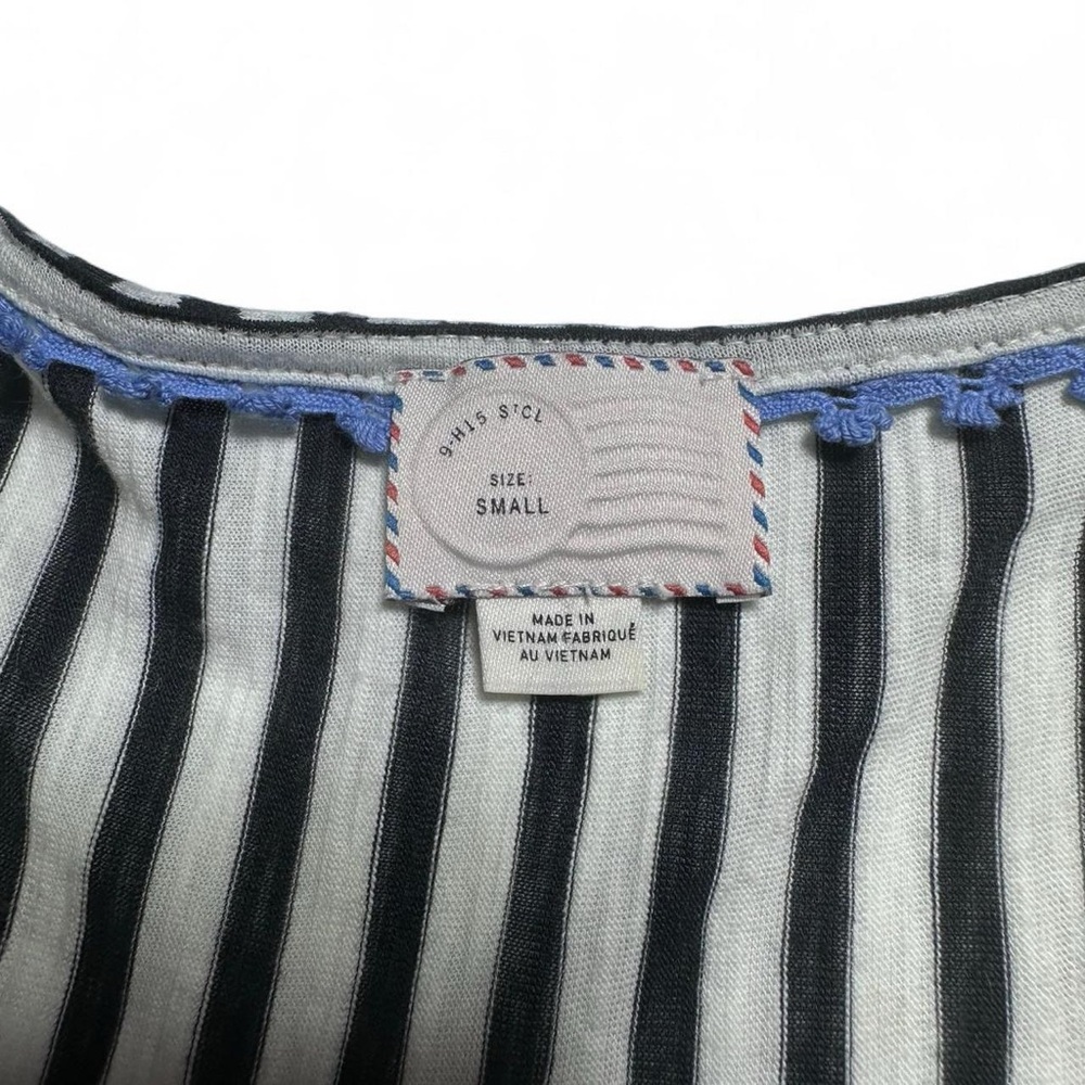 Anthropologie Postmark Sleeveless Stripe Black White Tank Top Embroidery Small - Picture 4 of 7